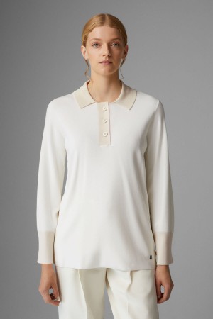 BOGNER Edyta Knit Polo Shirt Off-white | QS0569342