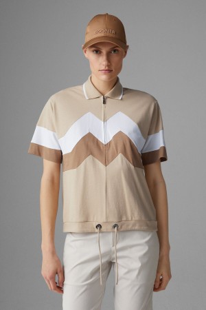 BOGNER Sport Anabel Polo Shirt Beige Weiß | YA1874509