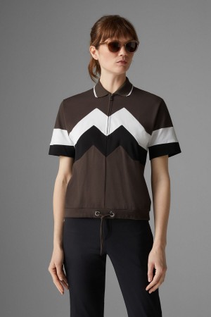 BOGNER Sport Anabel Polo Shirt Braun Schwarz Weiß | SV5286137