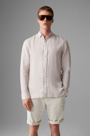 BOGNER Timt Linen Shirt Beige | CO2560483