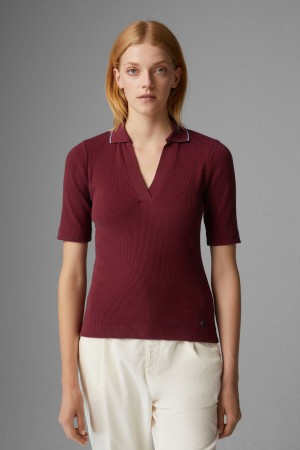 BOGNER Zadie Gestrickt Polo Shirt Bordeaux | WX1498602