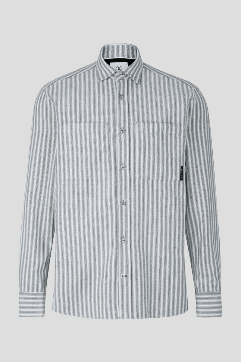 BOGNER Clive Flannel Shirt Off-white / Gray | UL7129036