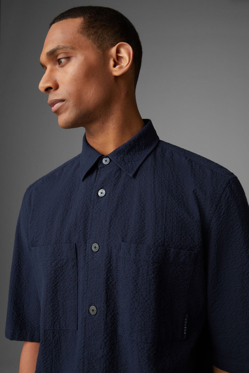 BOGNER Eddy Kurzes-sleeved Shirt Navy Blau | SU8479532