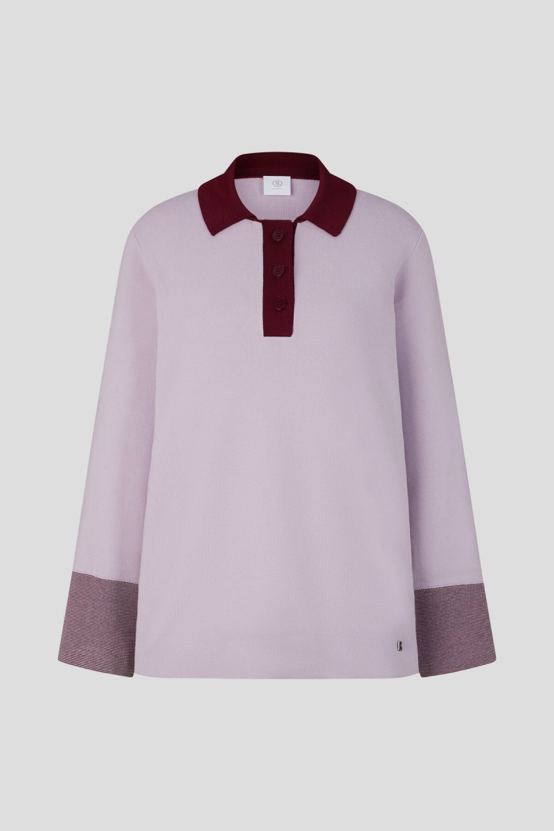 BOGNER Edyta Knit Polo Shirt Lilac | ZO7541982