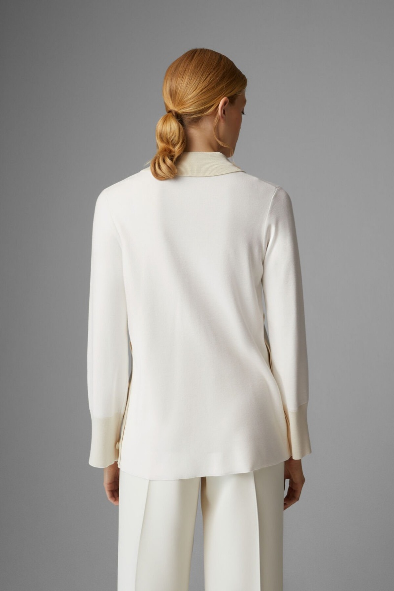 BOGNER Edyta Knit Polo Shirt Off-white | QS0569342