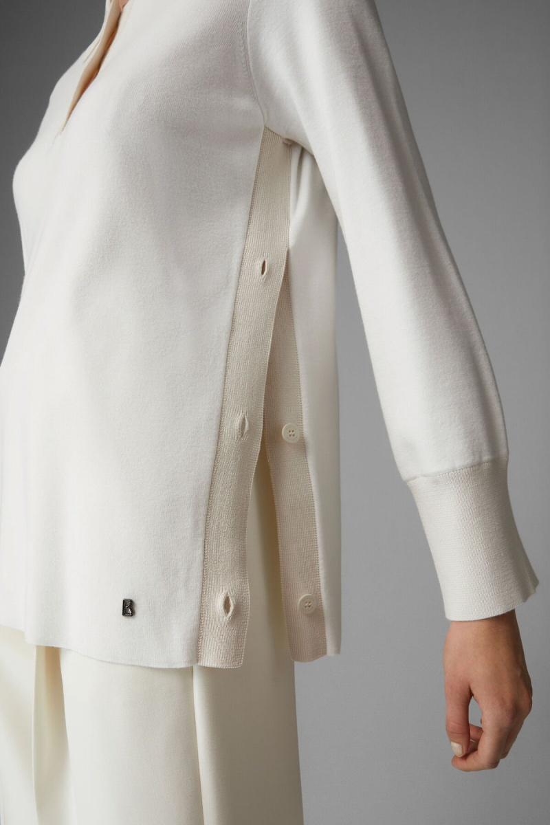 BOGNER Edyta Knit Polo Shirt Off-white | QS0569342
