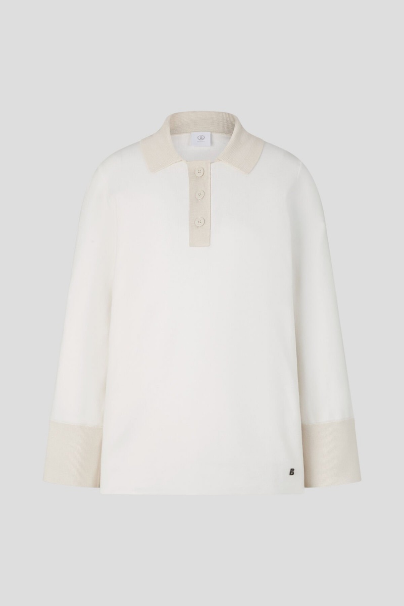 BOGNER Edyta Knit Polo Shirt Off-white | QS0569342