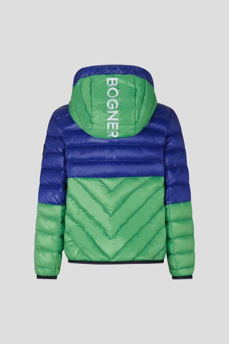 BOGNER Matti Kids Laufschuhe Down Jacket Blau Grün | YJ7254398
