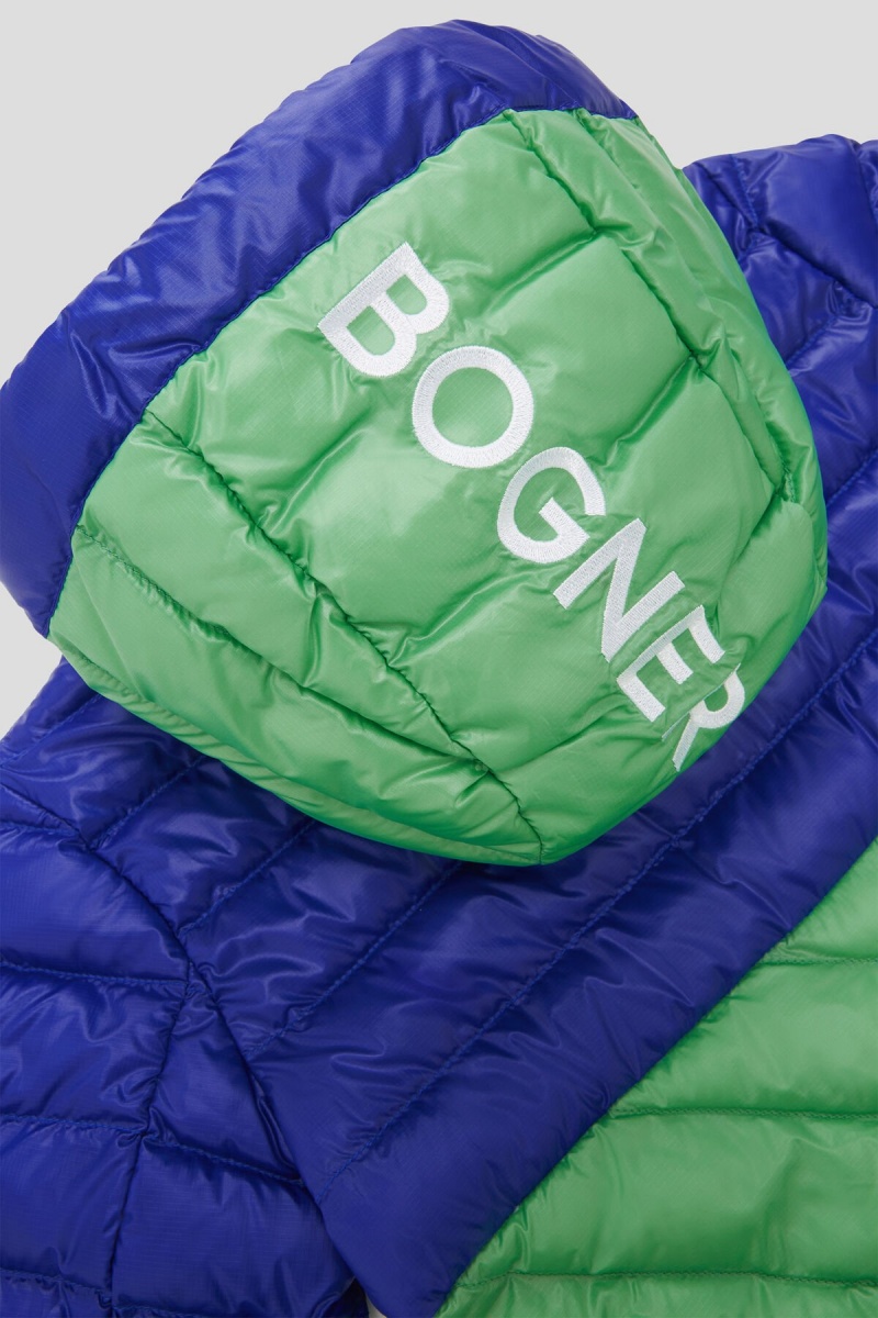 BOGNER Matti Kids Laufschuhe Down Jacket Blau Grün | YJ7254398