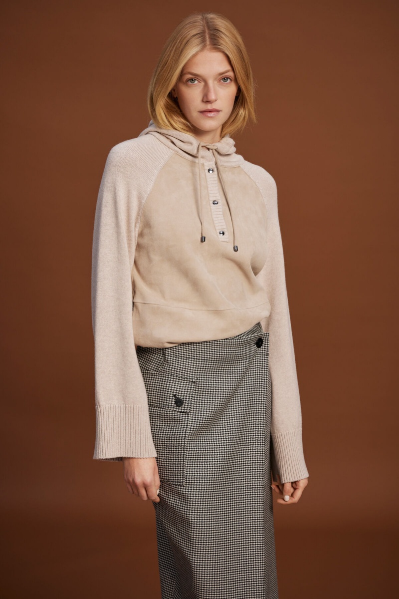BOGNER Ohana Leder Knit Pullover Beige | GI6457039