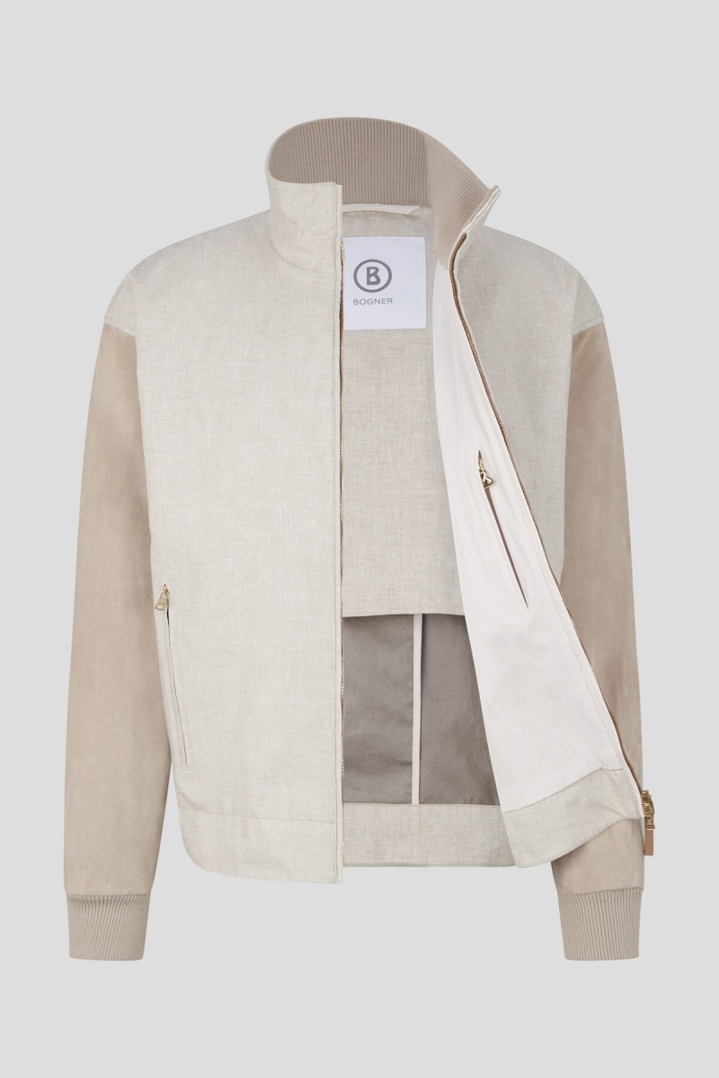 BOGNER Paolo Linen And Leder Blouson Sand | CU0612378