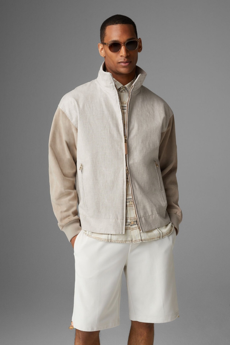 BOGNER Paolo Linen And Leder Blouson Sand | CU0612378