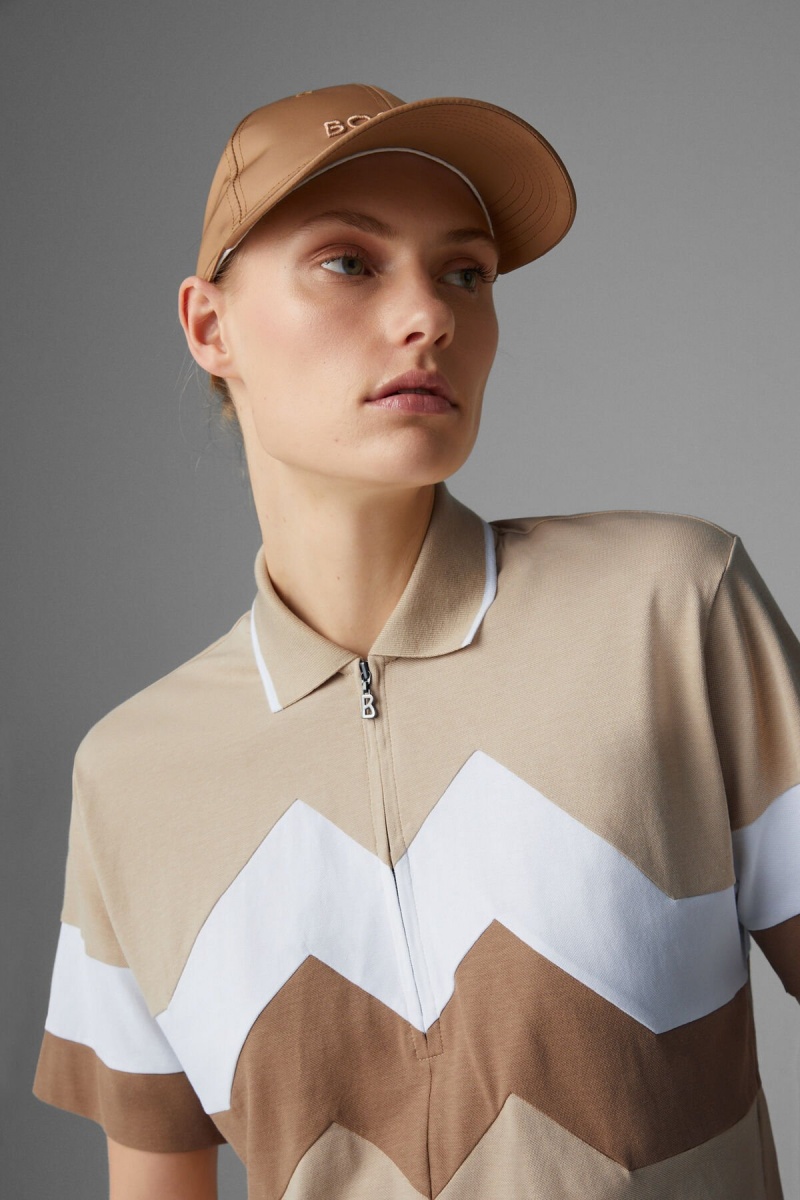 BOGNER Sport Anabel Polo Shirt Beige Weiß | YA1874509