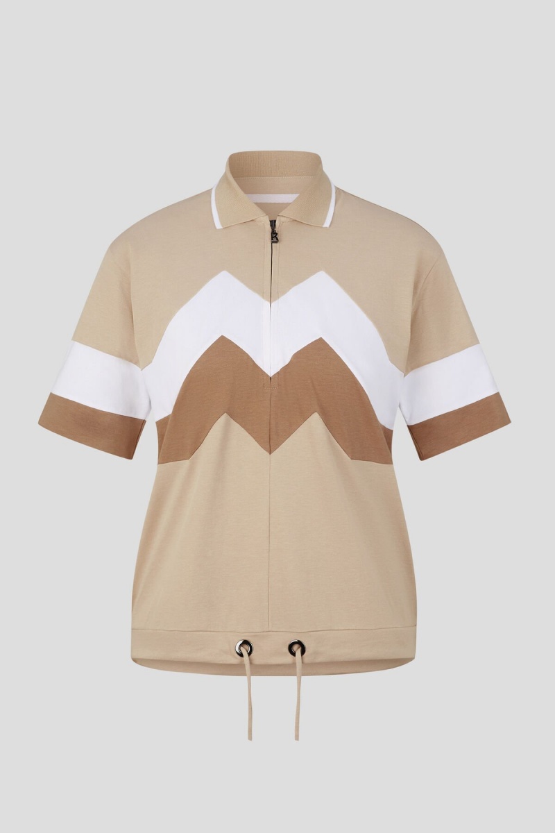 BOGNER Sport Anabel Polo Shirt Beige Weiß | YA1874509