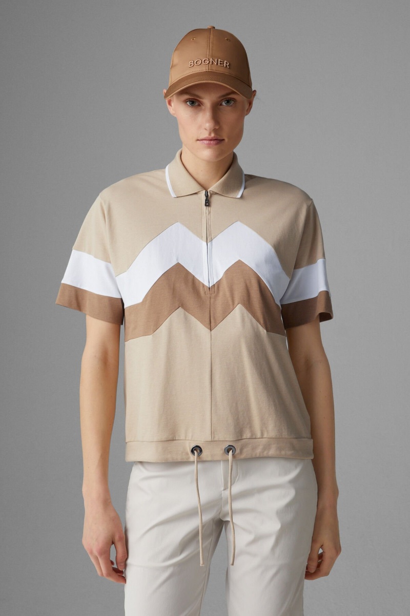 BOGNER Sport Anabel Polo Shirt Beige Weiß | YA1874509