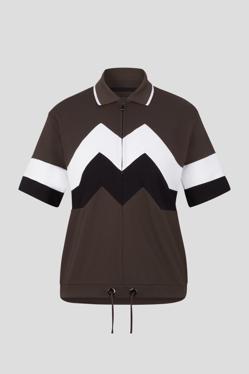 BOGNER Sport Anabel Polo Shirt Braun Schwarz Weiß | IN4062978