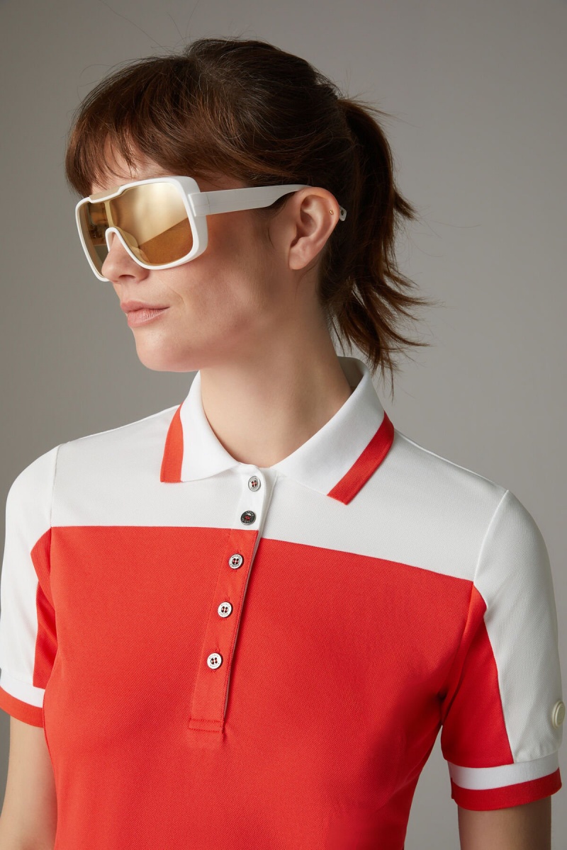 BOGNER Sport Carolin Functional Polo Shirt Rot Weiß | EB7584260