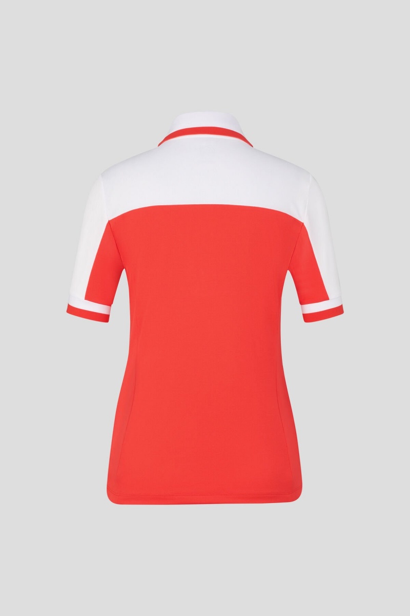 BOGNER Sport Carolin Functional Polo Shirt Rot Weiß | EB7584260
