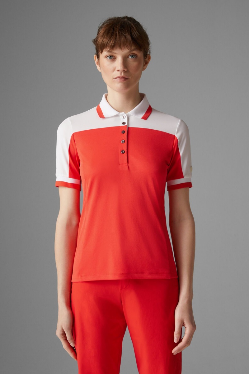 BOGNER Sport Carolin Functional Polo Shirt Rot Weiß | EB7584260