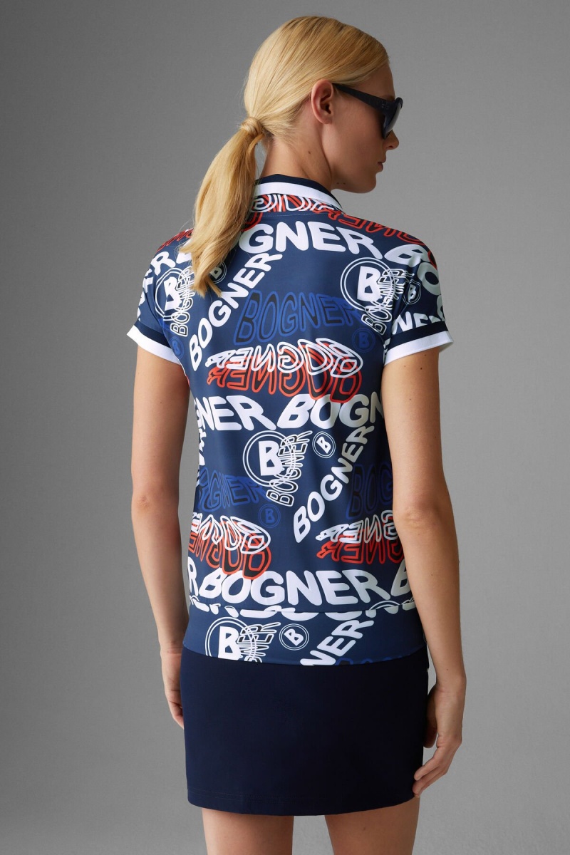 BOGNER Sport Dorisa Functional Polo Shirt Dunkelblau Rot | EN4180769