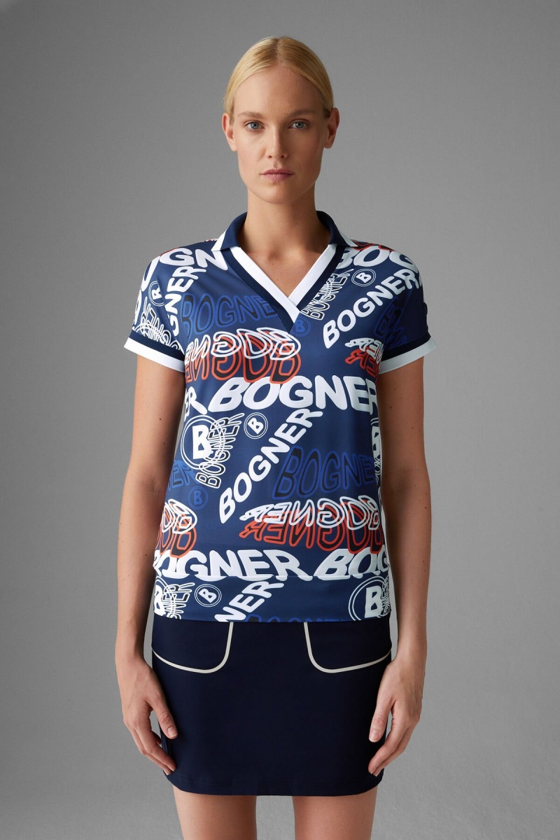BOGNER Sport Dorisa Functional Polo Shirt Dunkelblau Rot | EN4180769