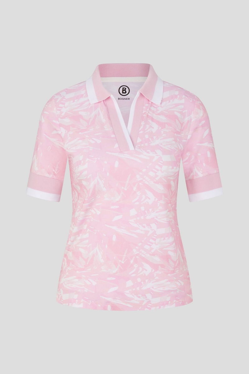 BOGNER Sport Elonie Functional Polo Shirt Rosa Weiß | TM0835492