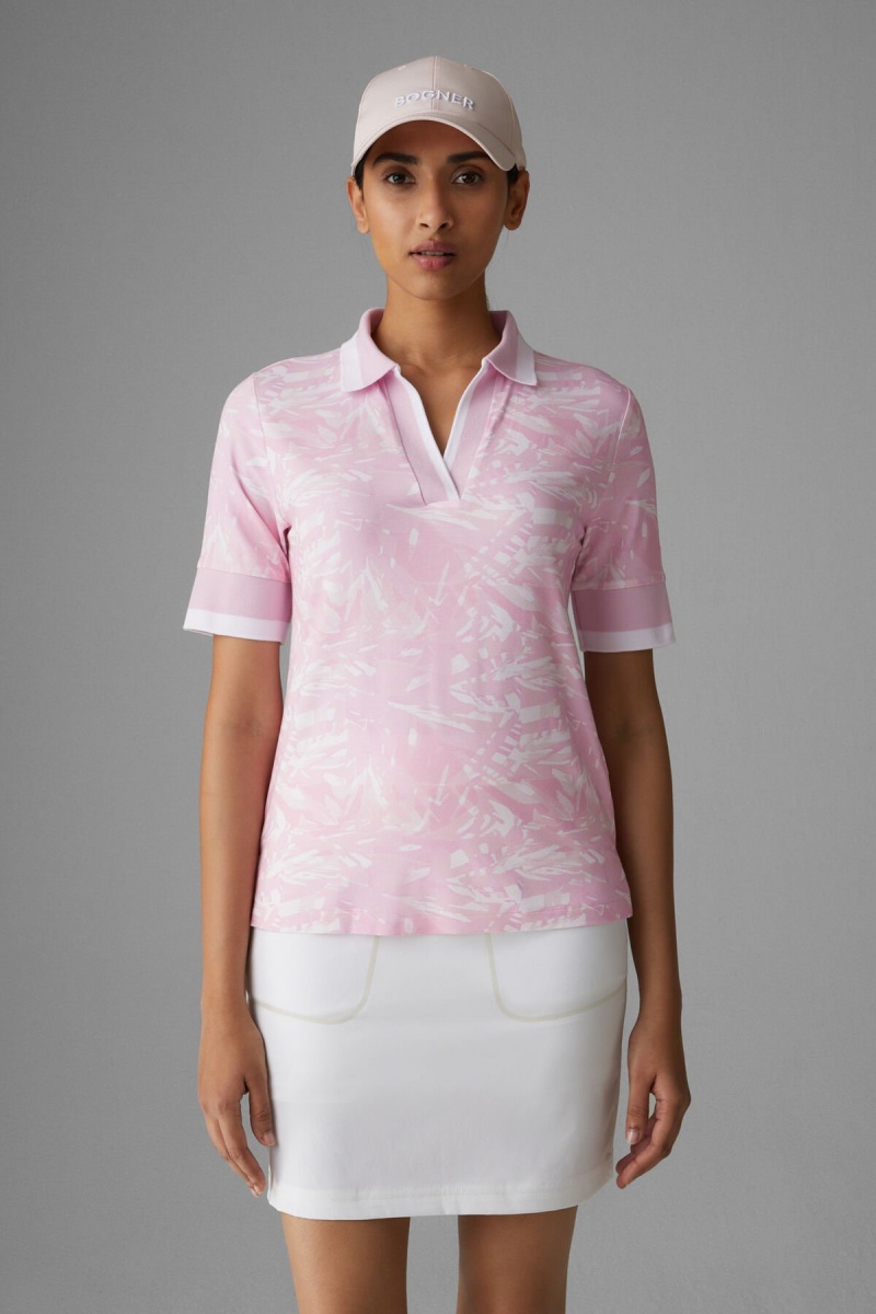 BOGNER Sport Elonie Functional Polo Shirt Rosa Weiß | TM0835492