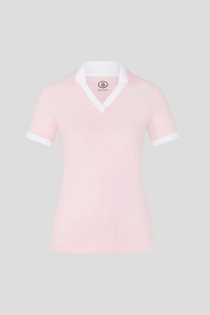 BOGNER Sport Luma Functional Polo Shirt Rosa Weiß | VE1457906