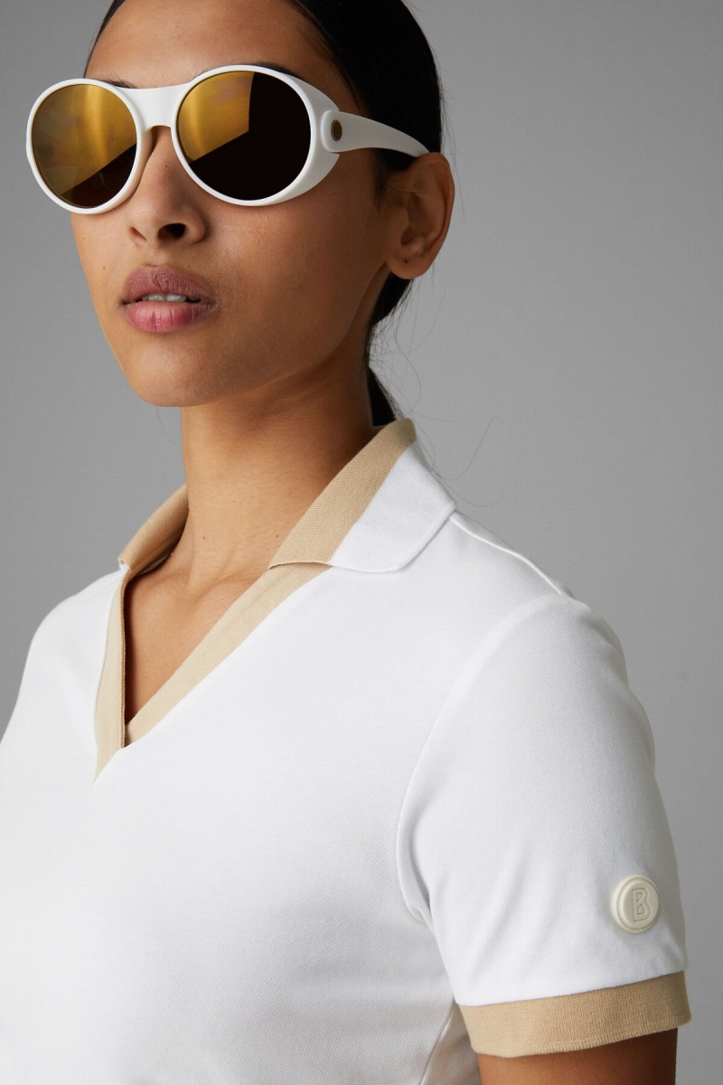 BOGNER Sport Luma Functional Polo Shirt Weiß Beige | PR3178056
