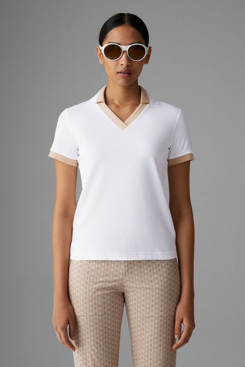 BOGNER Sport Luma Functional Polo Shirt Weiß Beige | PR3178056
