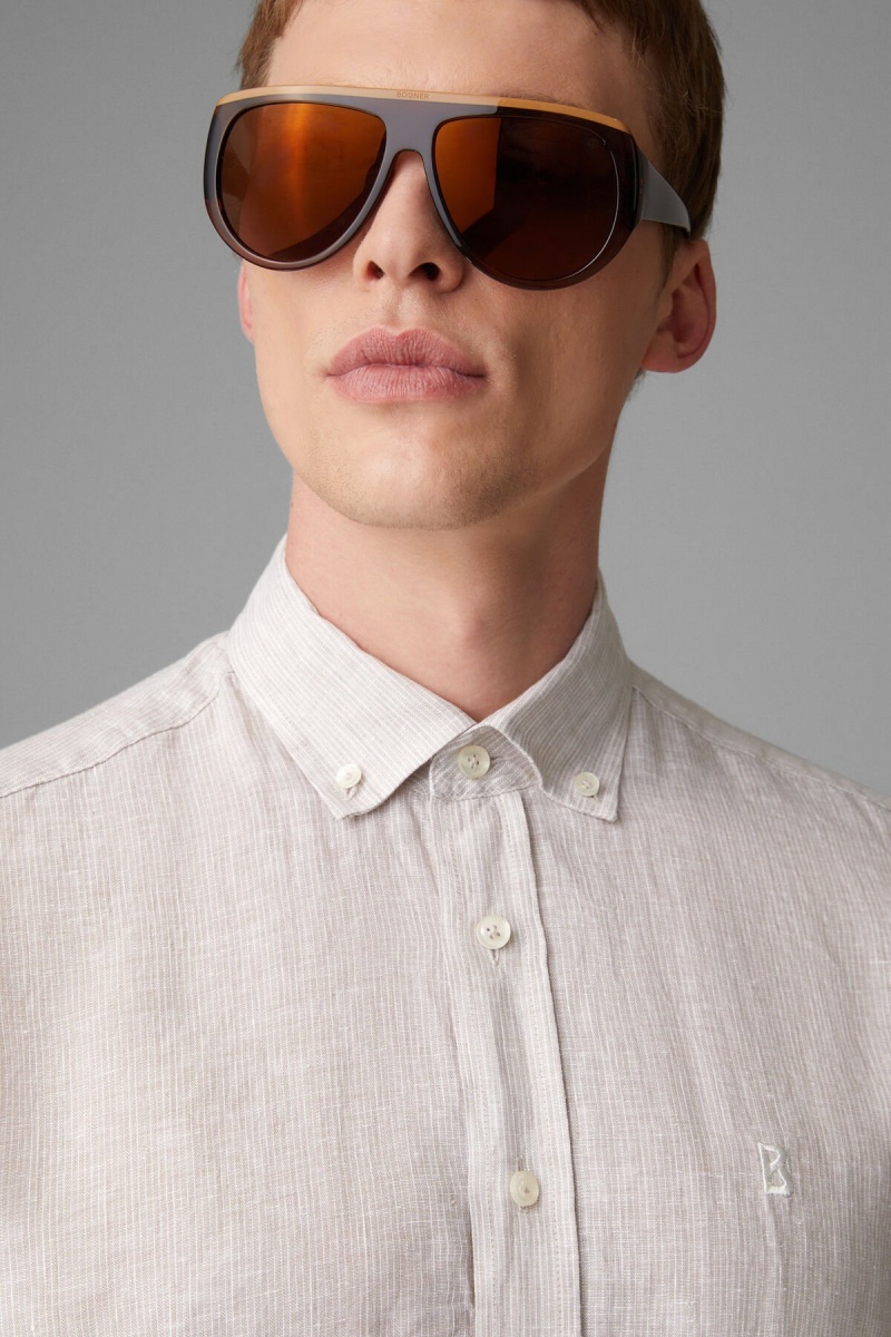 BOGNER Timt Linen Shirt Beige | CO2560483