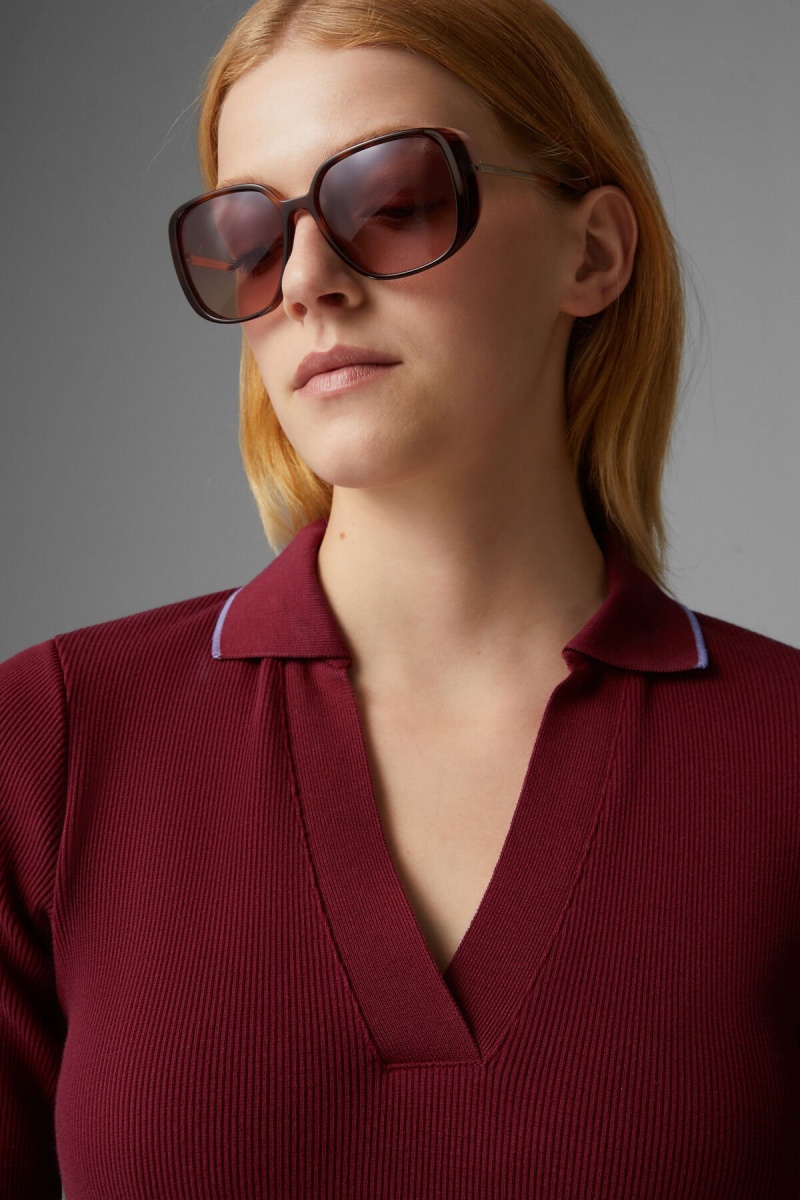 BOGNER Zadie Gestrickt Polo Shirt Bordeaux | OT2614509