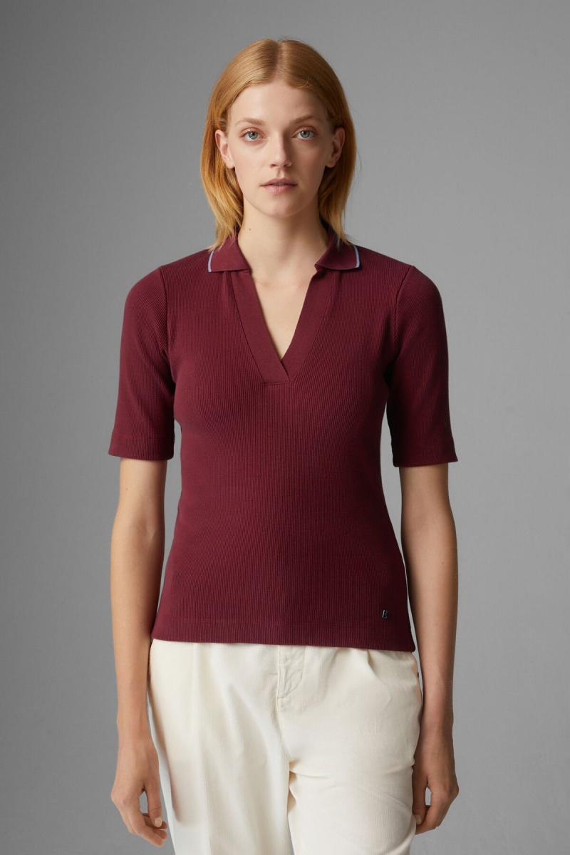 BOGNER Zadie Gestrickt Polo Shirt Bordeaux | OT2614509