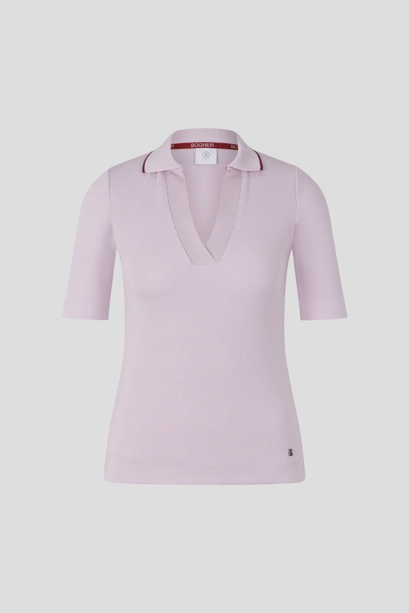 BOGNER Zadie Gestrickt Polo Shirt Lilac | MN4735126